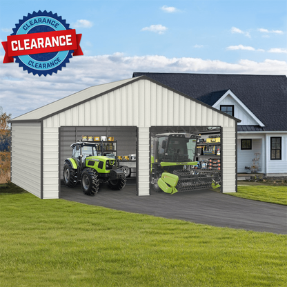Chery Industrial [CLEARANCE] 23' x 22' Double Garage Metal Shed - C_DOUMS2322CR01