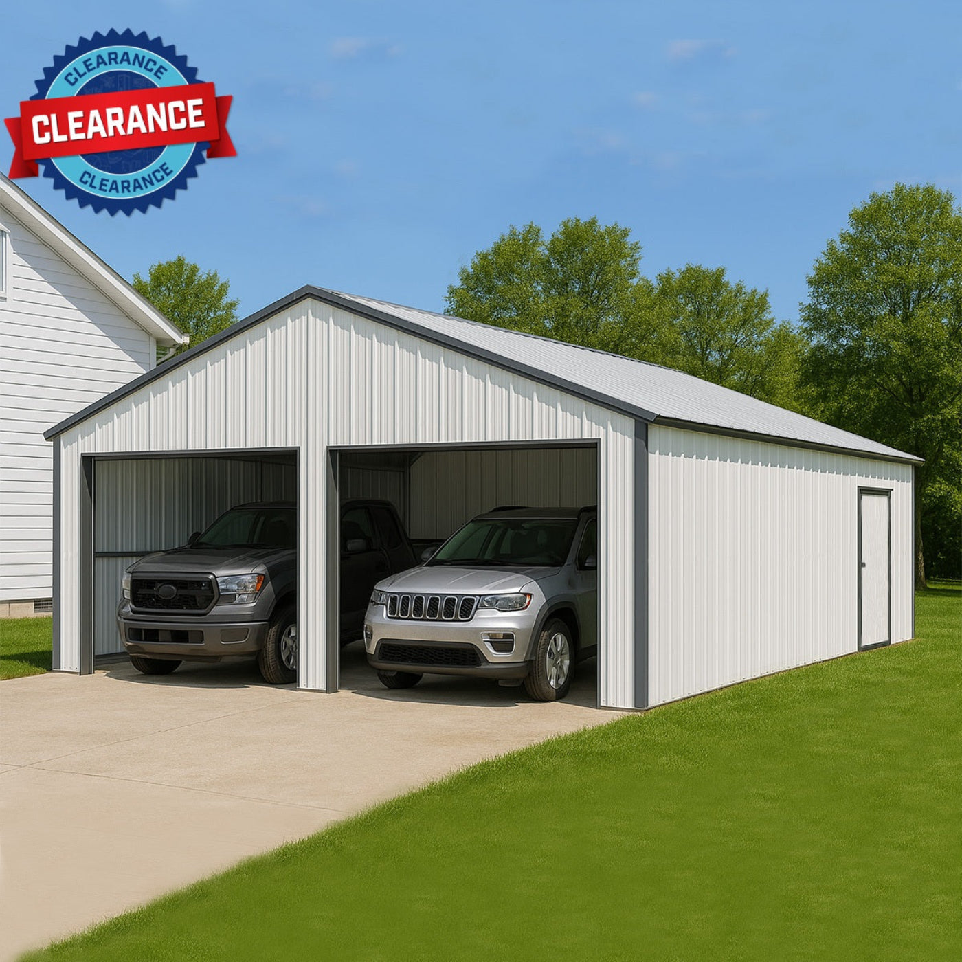 Chery Industrial [CLEARANCE] 25' x 33' Double Garage Metal Shed