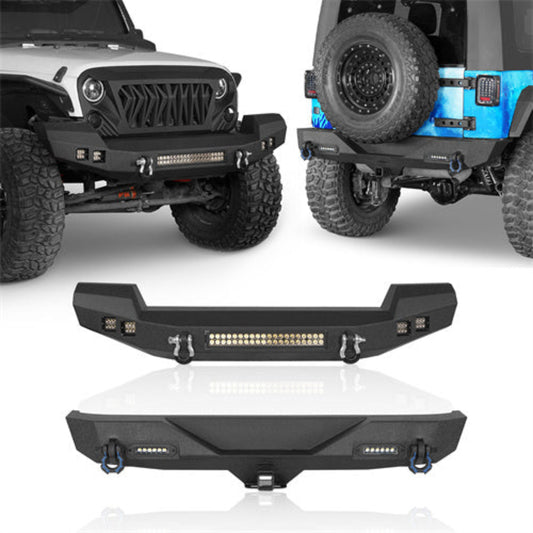 Hooke Road Climber Full width Front Bumper & Different Trail Rear Bumper Combo(07-18 Jeep Wrangler JK JKU) - HE.2052+HE.2030