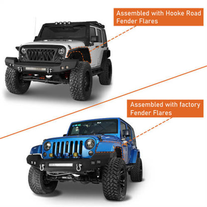 Hooke Road Full width CLIMBER Front Bumper(07-18 Jeep Wrangler JK) - HE.2052
