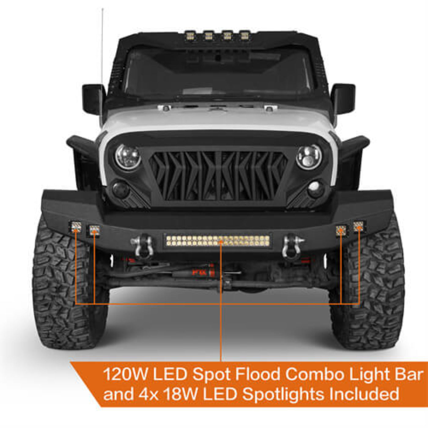 Hooke Road Full width CLIMBER Front Bumper(07-18 Jeep Wrangler JK) - HE.2052