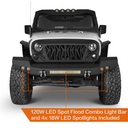 Hooke Road Full width CLIMBER Front Bumper(07-18 Jeep Wrangler JK) - HE.2052
