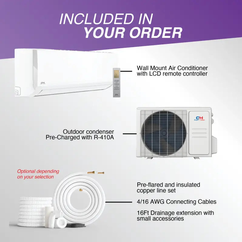 Cooper & Hunter 9,000 BTU 115V Ductless Mini Split AC Wall Mounted Olivia Series Heat Pump