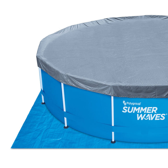 Summer Waves Active 18 Foot Metal Frame Above Ground Pool Set with Filter Pump - 202919