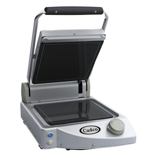 Cadco CPG-10F 13" Single Smooth-Top Clamshell Grill - CDCPG10F
