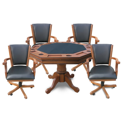 Hathaway Kingston Oak 3 in 1 Poker Table Set with Chairs - BG2351