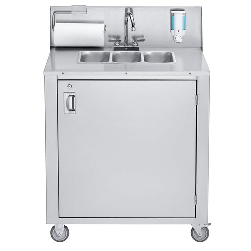 Crown Verity 34" x 25" CV-PHS-3 Triple Bowl Hot/Cold Portable Hand Sink - CVPHS-3