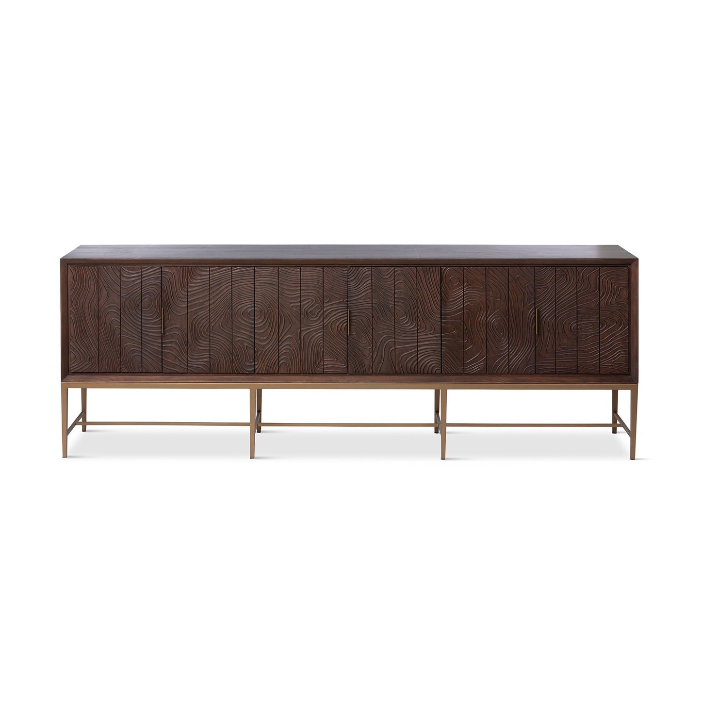 Park Hill Collection Addison Faux Bois Media Cabinet - Elegant Walnut Finish, Beechwood & Antique Brass Hardware Design - EFC26058