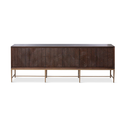 Park Hill Collection Addison Faux Bois Media Cabinet - Elegant Walnut Finish, Beechwood & Antique Brass Hardware Design - EFC26058