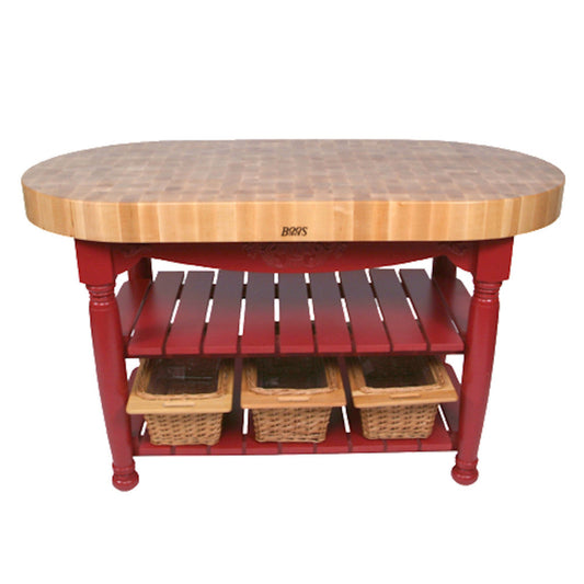 John Boos CU-HAR60-N Harvest Table Oval Butcher Block 30" x 60" - JBCUHAR60N