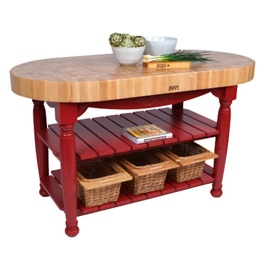 John Boos CU-HAR60-N Harvest Table Oval Butcher Block 30" x 60" - JBCUHAR60N
