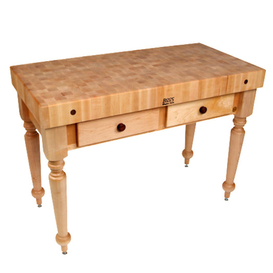 John Boos CUCR05 Cucina Rustica Butcher Block Work Table 48" x 24" - JBCUCR05