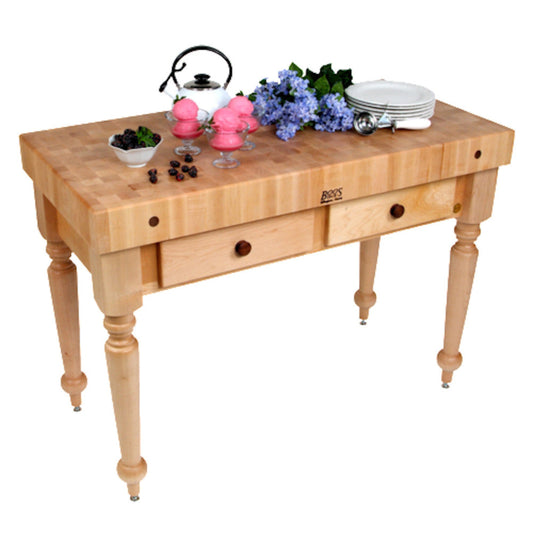 John Boos CUCR05 Cucina Rustica Butcher Block Work Table 48" x 24" - JBCUCR05