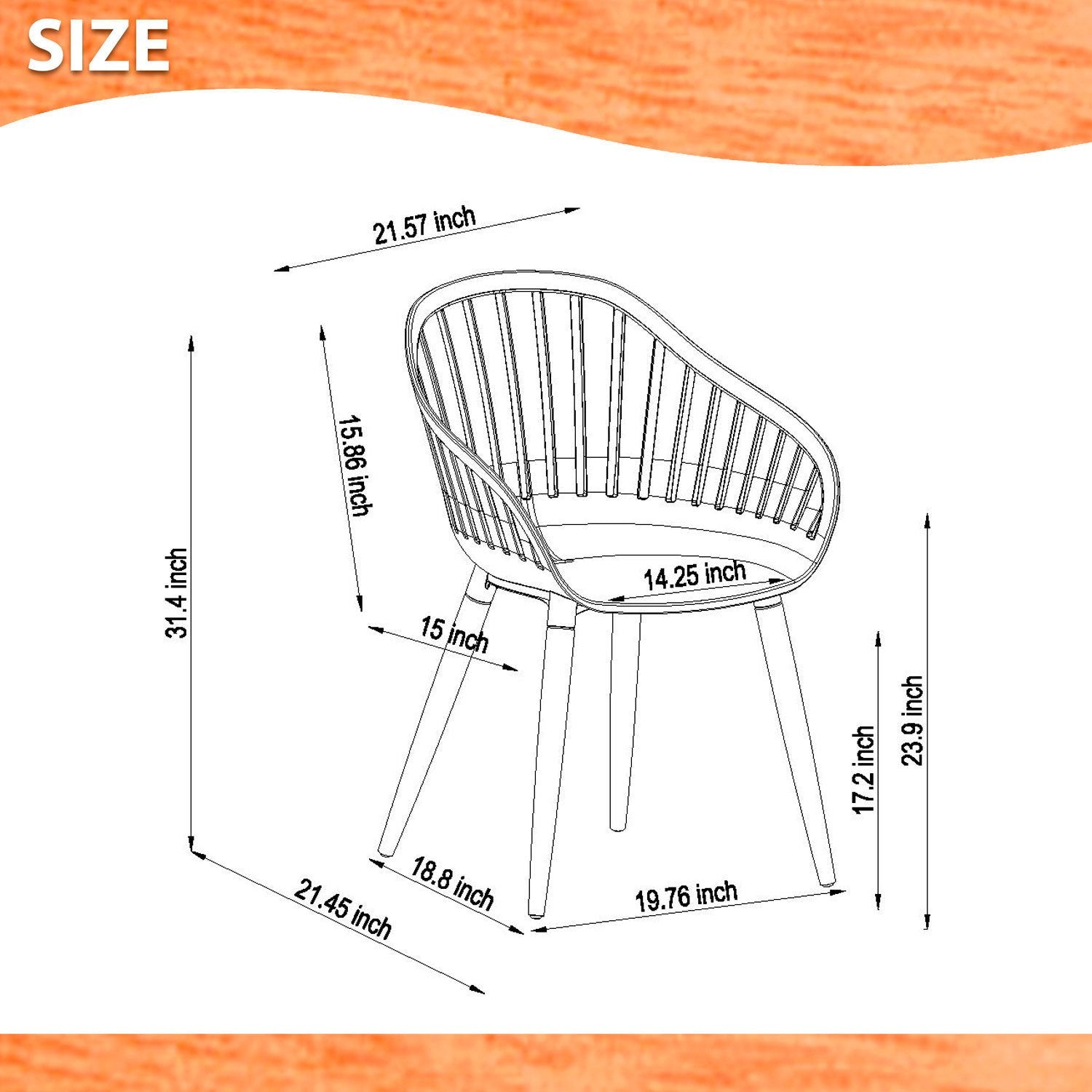 Midtown Concept Orlando Teak Finish Table & Nassau White Armchairs - ORL_4CANN_WH_LOT