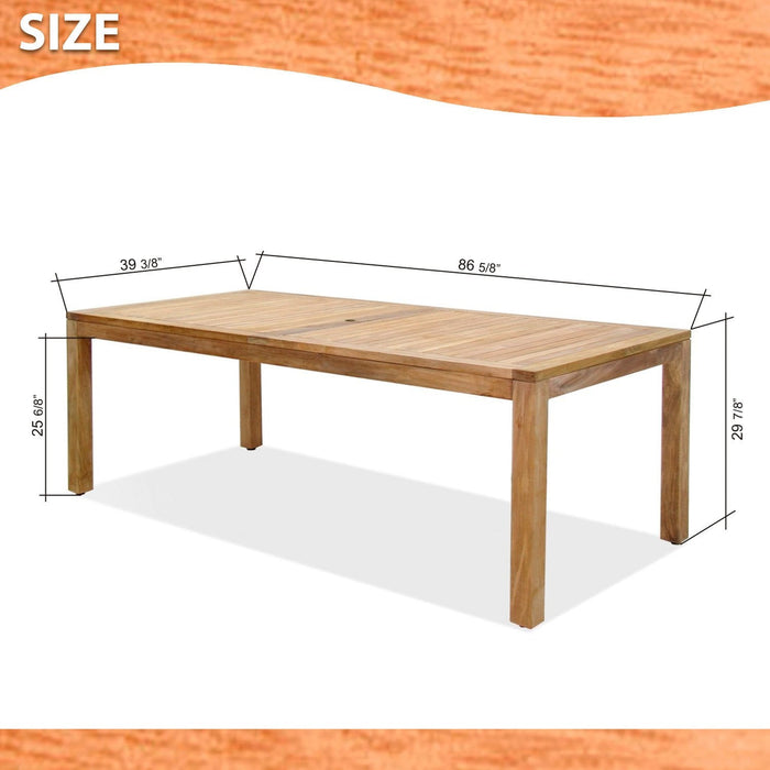 Midtown Concept Rinjani Big Rectangular Teak Table & 8 Oberon Grey Chairs With Cushions - RINJBIG_8OBE_GR