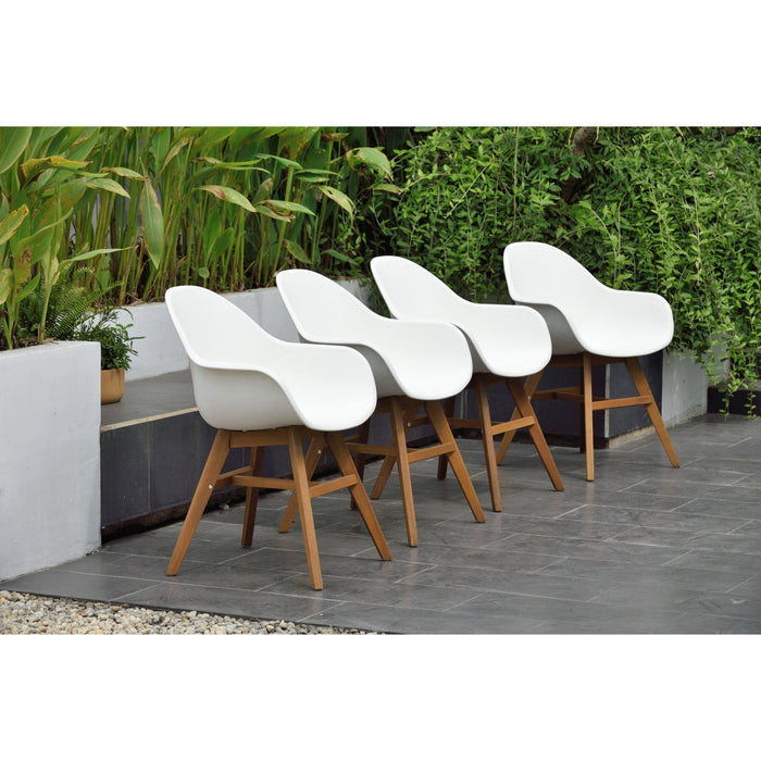 Midtown Concept Concarneu Arm Outdoor Dining Chair - 4PC - SC CON_ARM PAR WHT