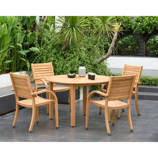 Midtown Concept Oldbury Round Table & 4 Catalina Stacking Armchair - OLDBU_4CATA