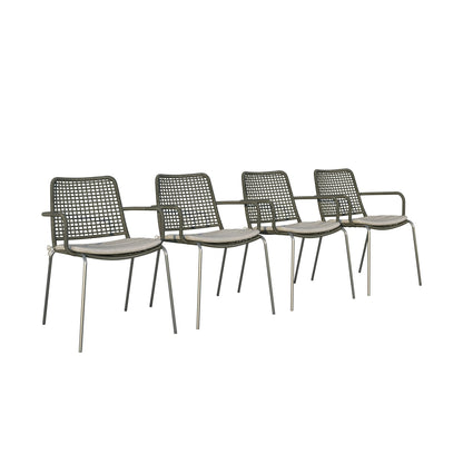 Midtown Concept Orlando Teak Finish Table & Oberon Black Chairs With Cushions - ORL_4OBE_BK