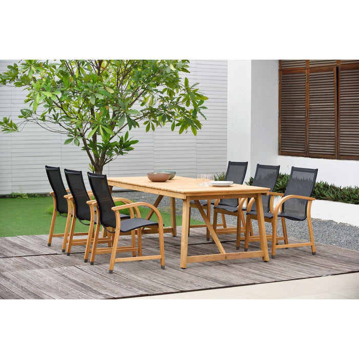 Midtown Concept Klarion Teak Table & Manhattan Black Armchair - KLARION_6MANHA