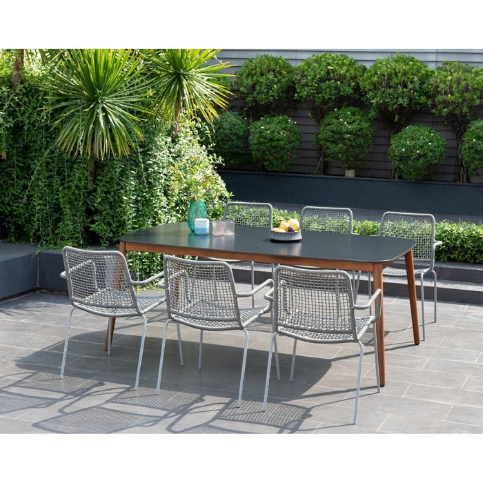 Midtown Concept Chamonix Black Table & 6 Oberon Rope Chairs - CHAMBK_6OBERGR