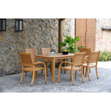 Midtown Concept Orlando Rectangular Teak Finish Table & Catalina Stacking Armchair - ORLAN_4CATA