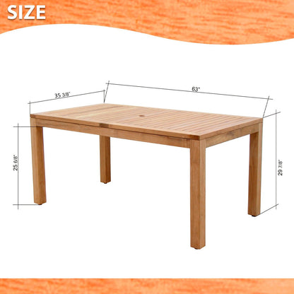 Midtown Concept Rinjani Rectangular Teak Table & Nassau White Armchairs - RINJ_4CANN_WH_LOT