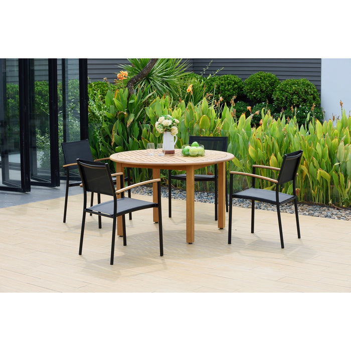 Midtown Concept Oldbury Round Finish Table & 4 Vera Stacking Armchair - OLDBU_4VERAARM