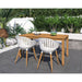 Midtown Concept Orlando Teak Finish Table & Nassau White Armchairs - ORL_4CANN_WH_LOT