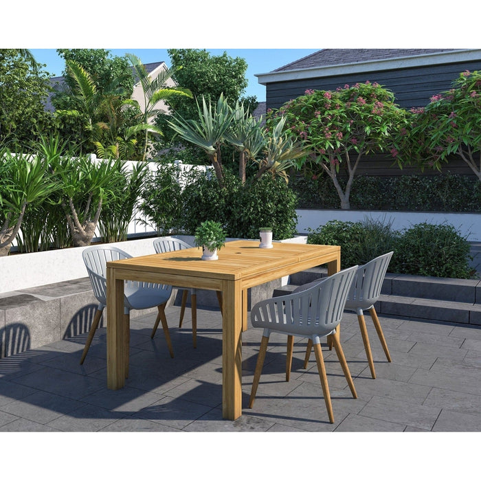 Midtown Concept Rinjani Rectangular Teak Table & Nassau Grey Armchairs - RINJ_4CANN_GR_LOT