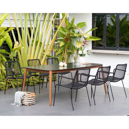 Midtown Concept Chamonix Black Table & 6 Oberon Rope Chairs - CHAMBK_6OBERGR