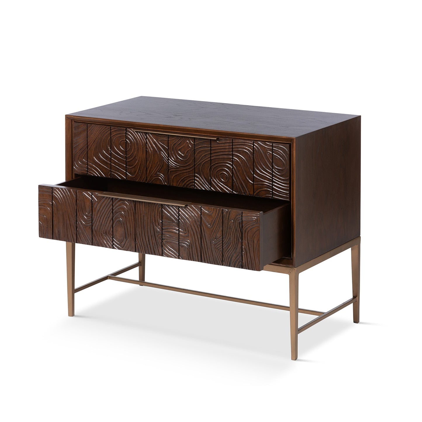 Park Hill Collection Addison Faux Bois 2-Drawer Chest in Walnut with Antique Brass Hardware - Stylish Storage Solution - EFC26059