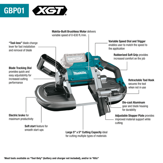 Makita GBP01M1 40V Max XGT Brushless Cordless Deep Cut Portable Band Saw Combo Kit (4.0Ah)