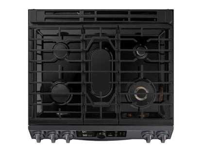 SAMSUNG 6.3 cu ft. Smart Slide-in Gas Range with Flex Duo™, Smart Dial & Air Fry in Black Stainless Steel - NY63T8751SG-KT