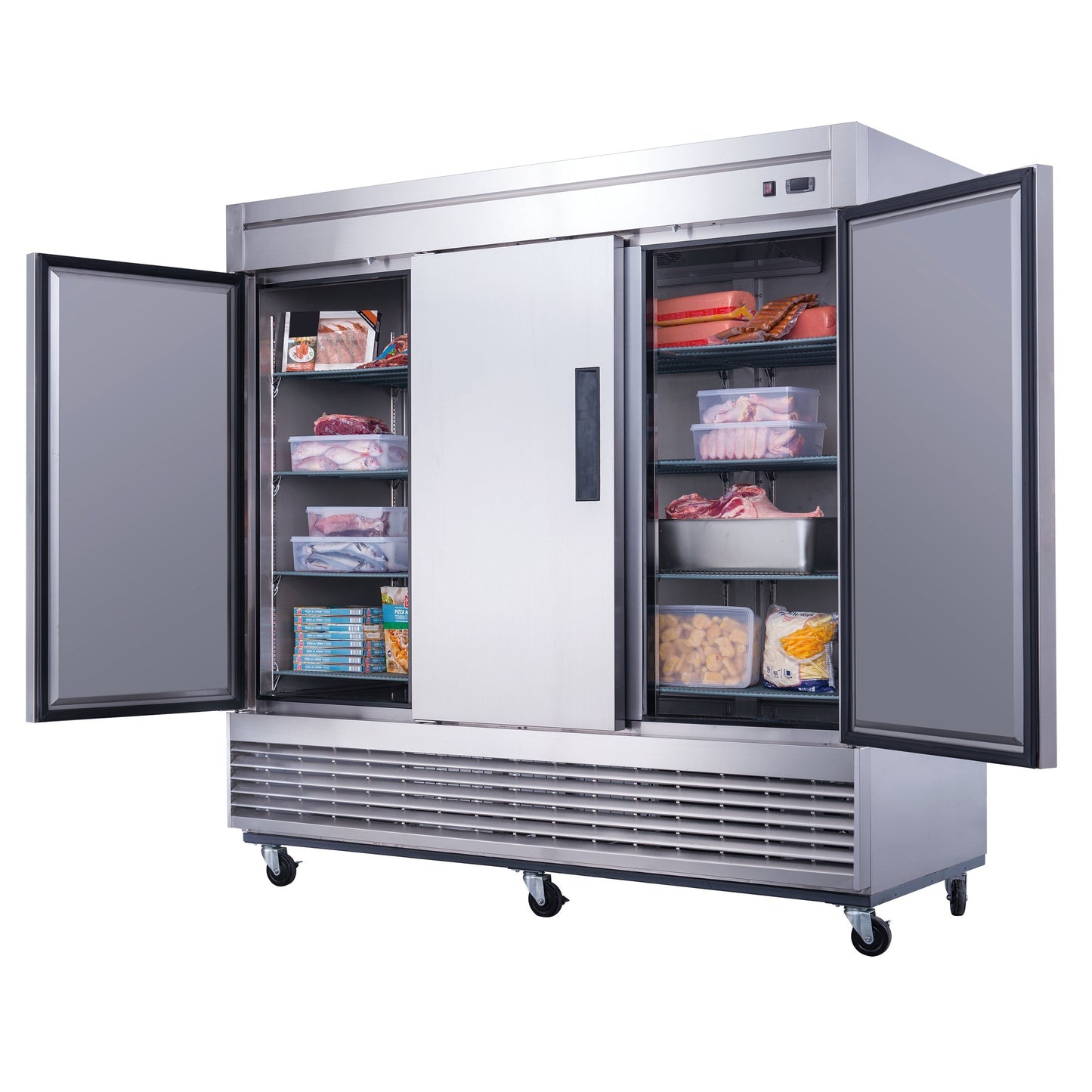 Chef AAA - T83F Commercial 83" Reach-In Freezer 3 Solid Door Stainless Steel 64 cu.ft. - T83F