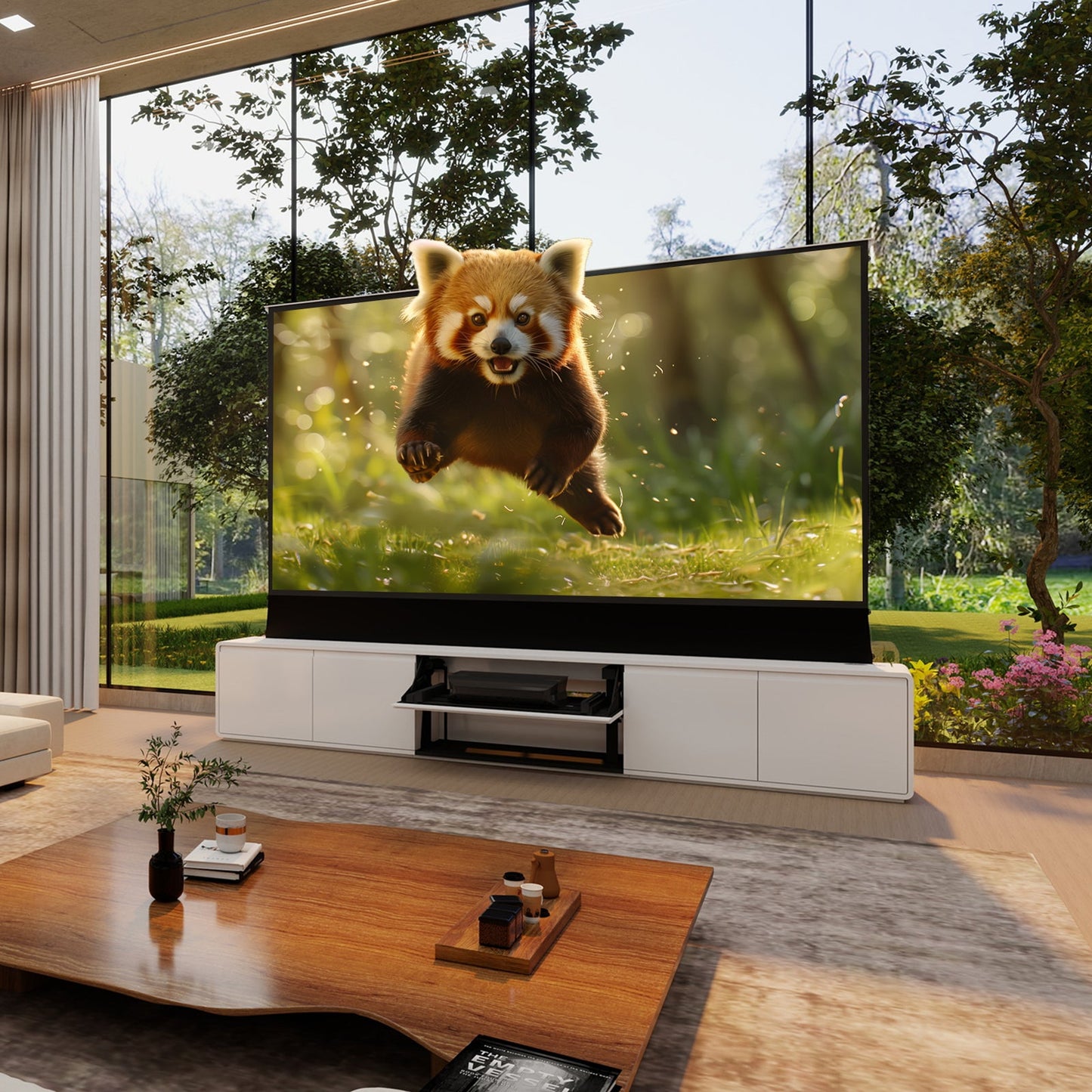 VIVIDSTORM Bundle-Projector&Screen&2025 New VIVIDSTORM Motorised Laser TV Cabinet Vienna - VC12VN100N-VSDSTUST100H