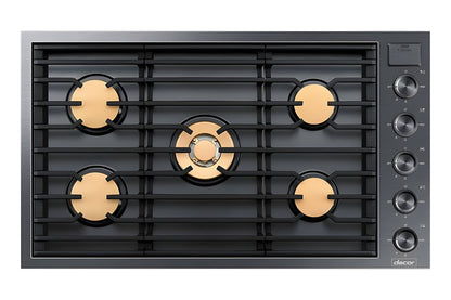 DACOR 36" Gas Cooktop, Graphite Stainless Steel, Natural Gas - DTG36M955FM-KT