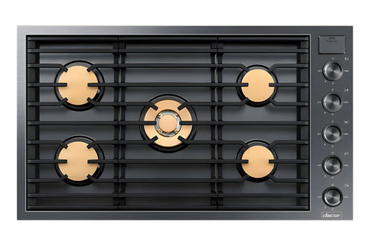 DACOR 36" Gas Cooktop, Graphite Stainless Steel, Natural Gas - DTG36M955FM-KT