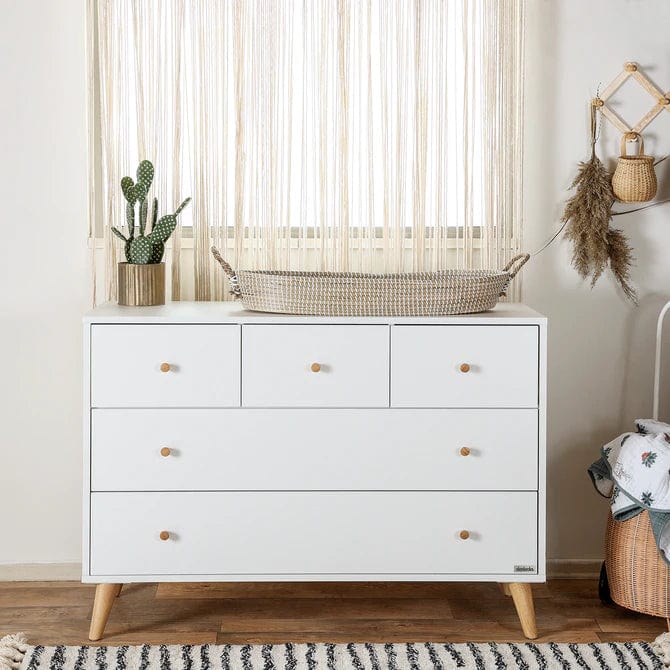 dadada Austin 5-Drawer Dresser - White/Natural