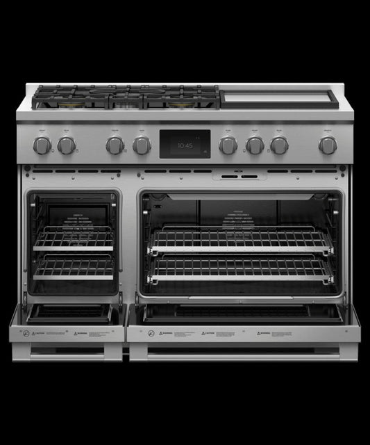 FISHER & PAYKEL RDV3485GDL Dual Fuel Range, 48", 5 Burners with Griddle, Self-cleaning, LPG - RDV3485GDL-KT