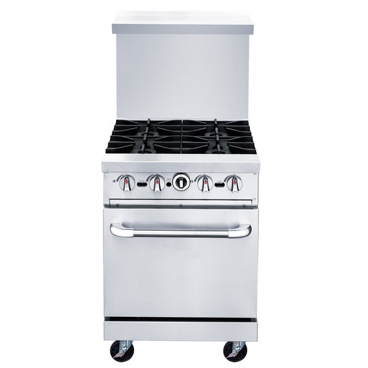Chef AAA  Commercial 24" Oven Range Four Open Burners Natural Gas - TCR24-4B