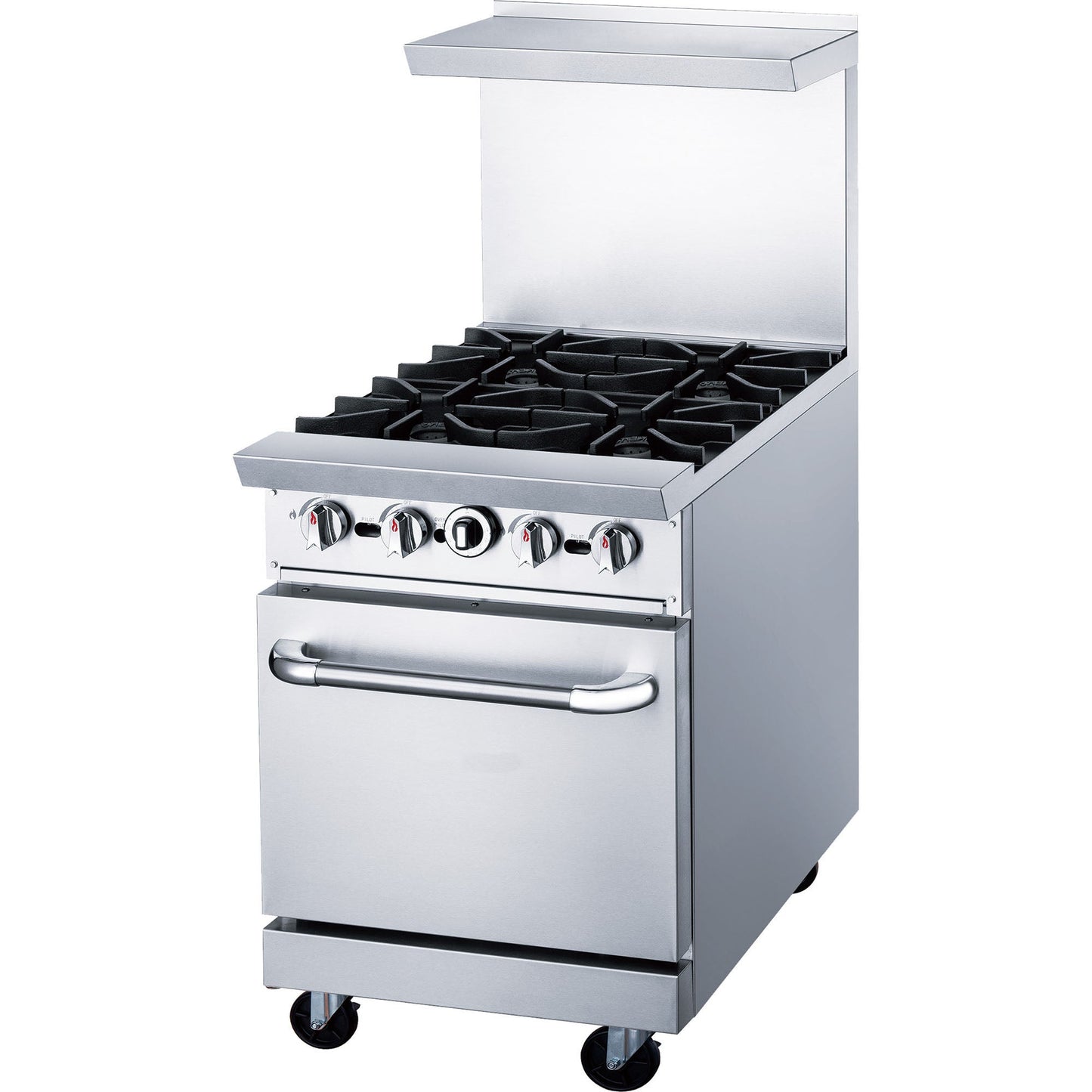 Chef AAA  Commercial 24" Oven Range Four Open Burners Natural Gas - TCR24-4B