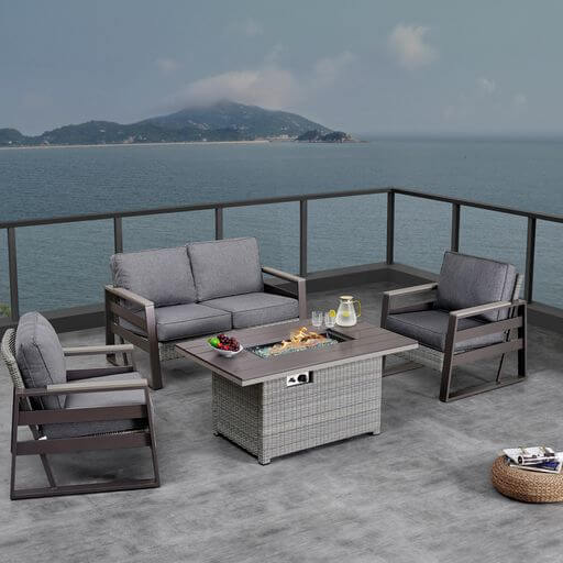 Deko Living Tricarico Outdoor Patio Set & Firepit - COP30901