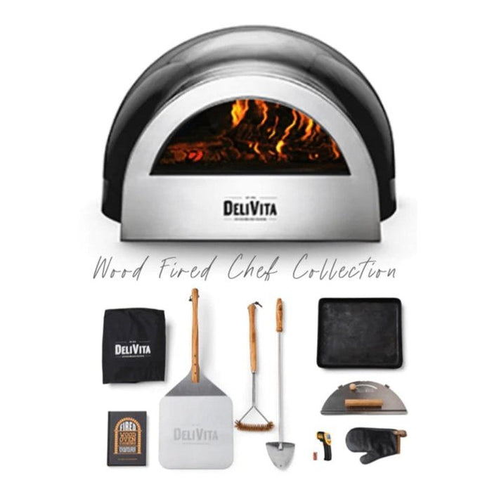 DeliVita Outdoor Eco Friendly Wood Fired Oven With 9 Accessory Starter Kit - The Chef Collection