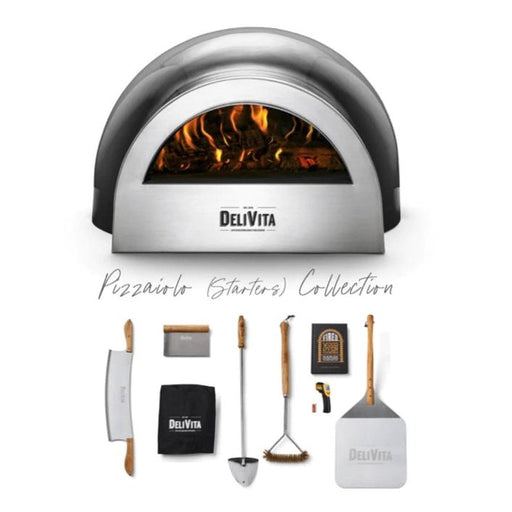 DeliVita Outdoor Eco Friendly Wood Fired Oven With Pizza Starter Kit With 9 Accessories - Pizziaolo Bundle