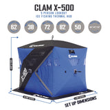 CLAM X-500 Portable 9 Ft 5 Person Lookout Ice Fishing Thermal Hub Shelter Tent - 320781