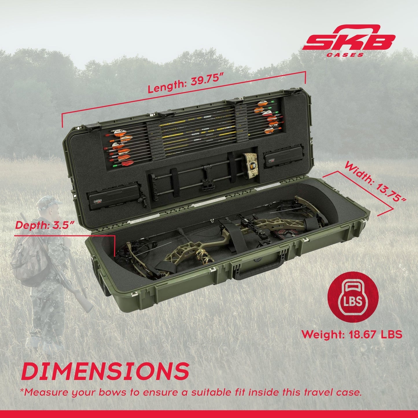 SKB Cases iSeries 4214 Hard Exterior Parallel Limb Bow Case, Green - 215404