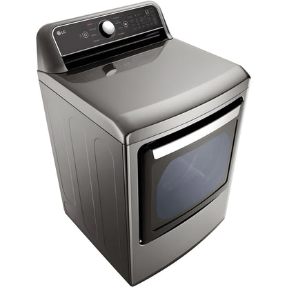 LG 7.3-Cu. Ft. Ultra Large Capacity Smart wi-fi Enabled Rear Control Gas Dryer with EasyLoad Door in Graphite Steel (DLG7401VE)