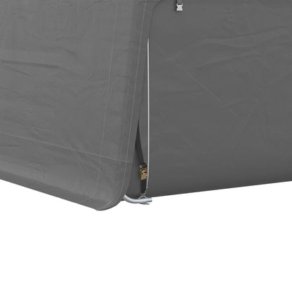 Outsunny 10' x 20' Portable Carport, Heavy-Duty Storage Tent, Anti-UV PE Cover, Double Zipper Doors, Gray - 84C-380V00GY