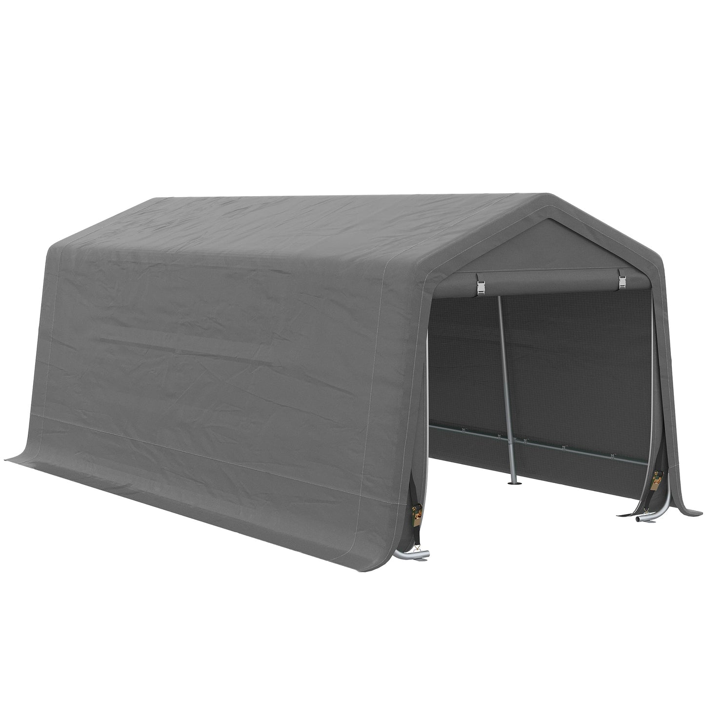 Outsunny 10' x 20' Portable Carport, Heavy-Duty Storage Tent, Anti-UV PE Cover, Double Zipper Doors, Gray - 84C-380V00GY