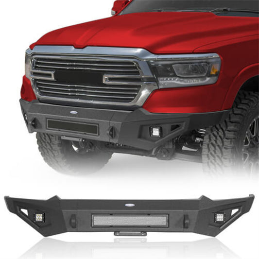 Hooke Road 2019-2024 Ram 1500 Aftermarket Front Bumper w/LED Spotlights (Excluding EcoDiesel, Rebel & TRX, Classic Models) - HE.6030
